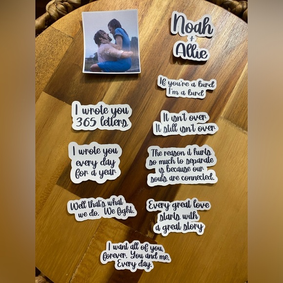 The Notebook Movie Waterproof Stickers Bottle Laptop Locker Computer Noah Allie - Picture 1 of 11